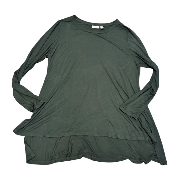LOGO Women's Black Long Sleeve Layered Hem Tunic Top, Plus Size XL - Picture 1 of 5